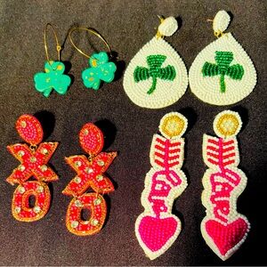Bundle Valentines and St. Patrick’s Day Colorful Beaded Earrings Set